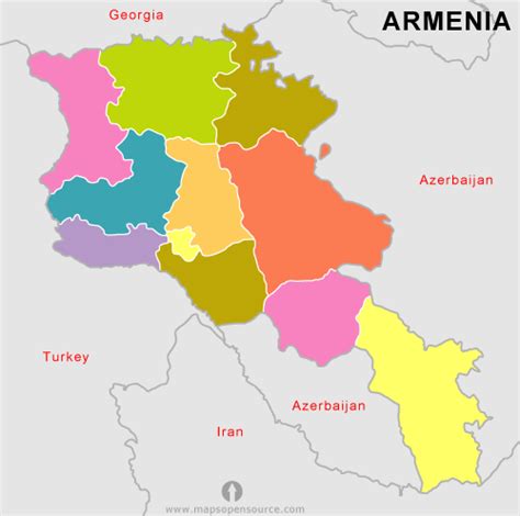 Free Armenia States Outline Map | States Outline Map of Armenia | Armenia Country States Outline ...