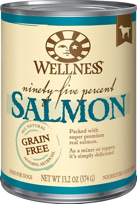 Wellness Ninety-Five Percent Salmon Grain-Free Canned Dog Food, 13.2-oz, case of 12 - Chewy.com