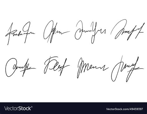 Set of fake signatures Royalty Free Vector Image