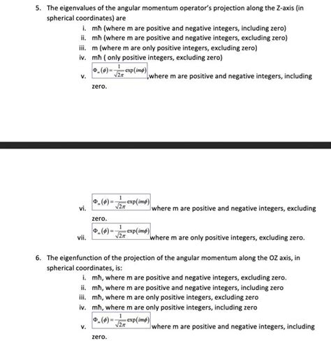 Solved 5. The eigenvalues of the angular momentum operator's | Chegg.com