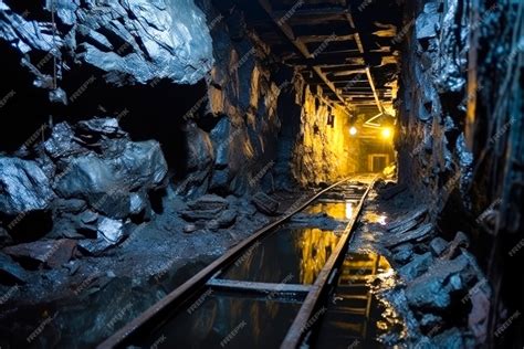 Premium AI Image | Coal mine tunnel features transport rails a glimpse ...