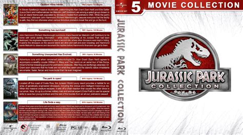 Jurassic Park Collection (5) (1993-2018) R1 Custom Blu-Ray Cover - DVDcover.Com