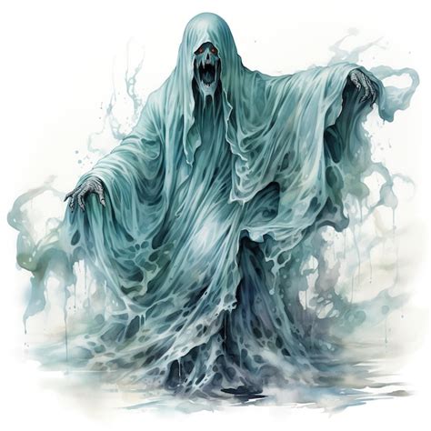 Premium AI Image | Watercolor Scary Beautiful Wavy Ghost Halloween Art Generative A