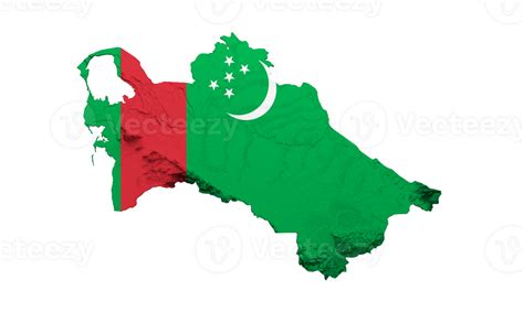Turkmenistan map with the flag Colors Red and Green Shaded relief map 3d illustration 27720628 PNG