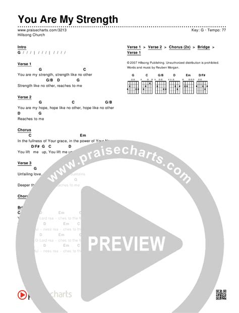 You Are My Strength Chords PDF (Hillsong Worship) - PraiseCharts