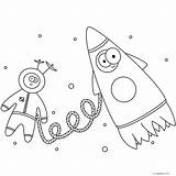 Astronaut Cartoon Coloring sketch template