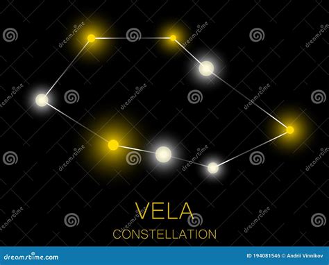 Vela Constellation. Bright Yellow Stars in the Night Sky. a Cluster of Stars in Deep Space, the ...