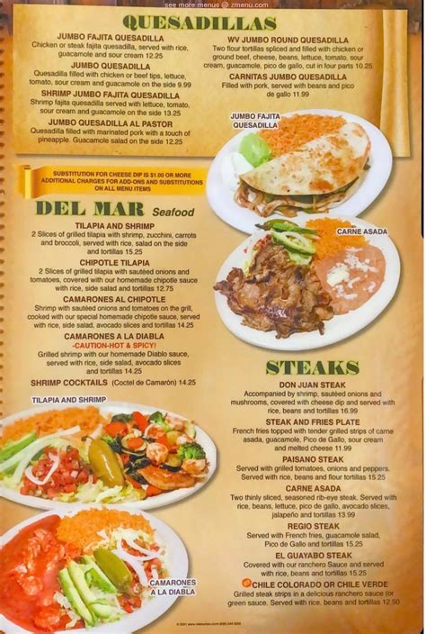 Menu at El Rey Mexican Restaurant Fairmont-White Hall, White Hall