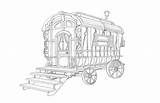Gypsy Caravan Wagon Drawings Sketch Coloring Page sketch template