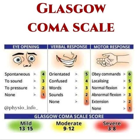 💥Glasgow Coma Scale 💥 #scale #painscale #physiotherapy #glasgowcomascale # ...