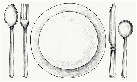 Download premium png of Hand drawn plate and cutlery set transparent ...