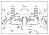 Premium Vector  Mosque Building coloring Page For Kids sketch template