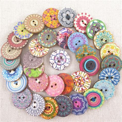 25*25mm Mixed patterns circular wooden button,decorative Buttons Sewing ...