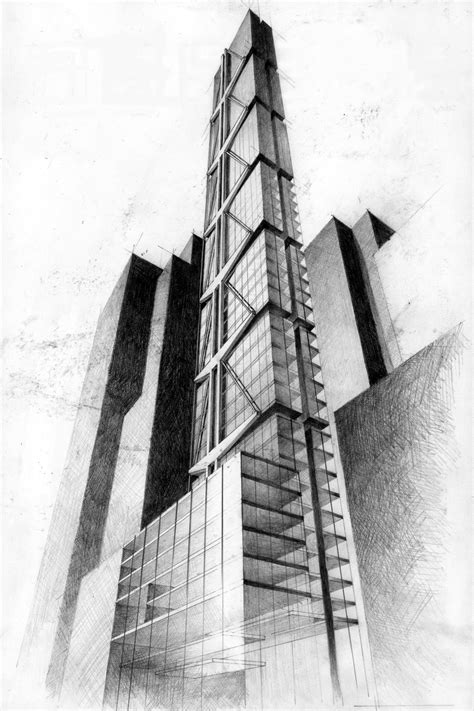 NYC Tower Sketch - Pencil Drawing | Perspective drawing architecture, Architecture drawing plan ...