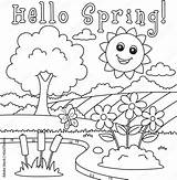 Hello Spring Smiling Sun Coloring Page For Kids Stock Vector  Adobe sketch template