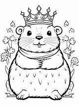 Premium Photo  Cute Groundhog King A Simple Coloring Page For Kids sketch template