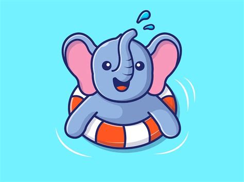 Premium Vector | Elephant swimming on beach