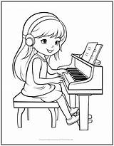 Piano Playing Girl Coloring Page  Print It Free sketch template