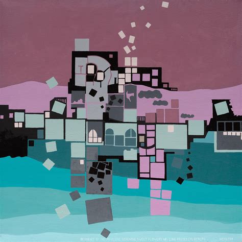 Joseph McAleer - Atlantic City Revisited: mid-century modern geometric abstract painting w/ pink ...