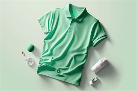 Premium Photo | Light green polo shirt short sleeve template mockup ...