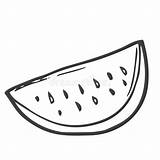 Slice And Whole Of Watermelon Outline Coloring Page Vector  sketch template