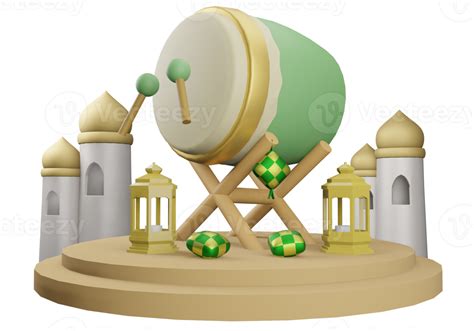 3D illustration bedug drum 12171710 PNG