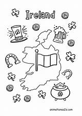 Ireland Coloring Pages Kids Flag Map Sheets Ginormasource Sketch  sketch template