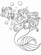 Ariel And Flounder Coloring Page sketch template