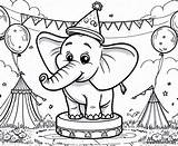 Circus elephant coloring Page Download Or Print For Free sketch template