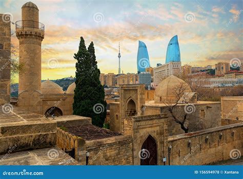 Old and Modern Architecture in Baku City, Azerbaijan Stock Photo ...