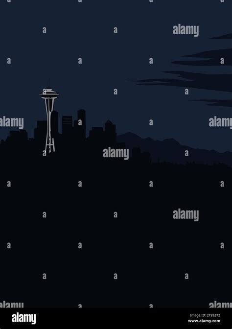 A City Skyline At Night - Seattle Skyline Stock Vector Image & Art - Alamy