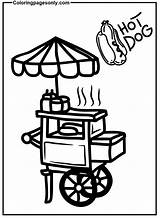 Hot Dog Cart Coloring Page  Free Printable Pages sketch template