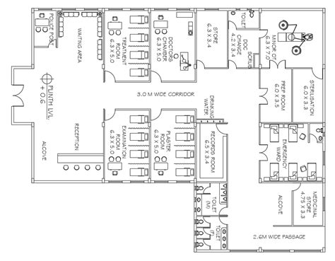 the hospital layout plan AutoCAD drawing that shows waiting area ...