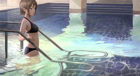 Anime, Girl, Pool, HD wallpaper | Peakpx