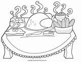 Thanksgiving Table Coloring Pages sketch template