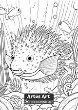 Porcupine fish Coloring Page  Fish coloring Pages sketch template