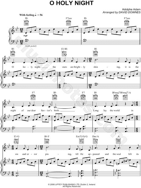 Celtic Woman "O Holy Night" Sheet Music in Bb Major (transposable ...