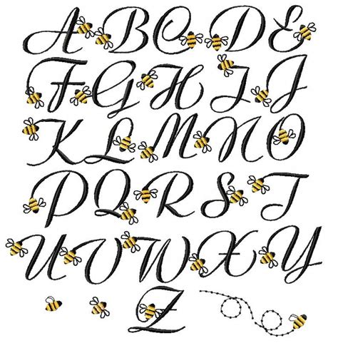 BUMBLE bee FONT Machine embroidery Designs | Etsy