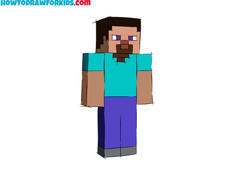 How to Draw Steve from Minecraft - Easy Drawing Tutorial For Kids