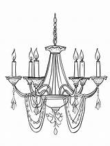 A Black And White Drawing Of chandelier For coloring  sketch template