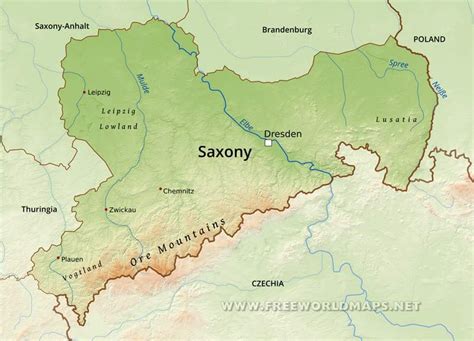 Saxony Physical Map