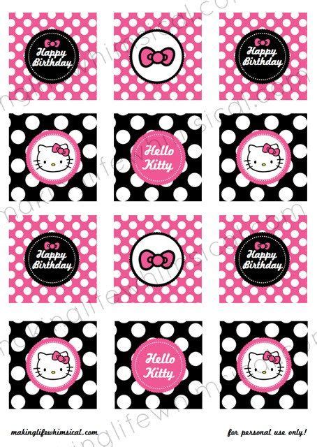 Hello Kitty Cupcake Toppers Printable- INSTANT DOWNLOAD Diy Hello Kitty ...