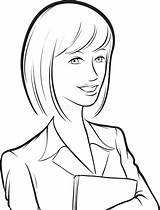 Whiteboard Drawing  Smiling Business Woman With Papers Stock Vector sketch template