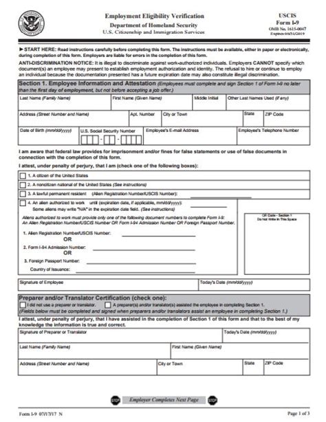 Printable I 9 Forms