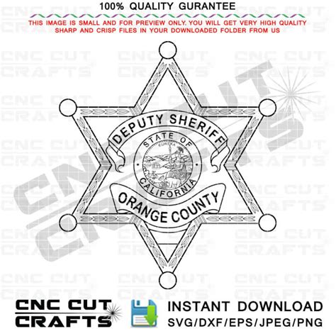 Orange County Deputy Sheriff Badge Vector Line Art Digital Cutting ...