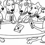 Pokern Spielende Hunde Zum Ausmalen Schwarz Weiß Illustration  sketch template