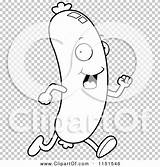Sausage Running Coloring Clipart Cartoon Colouring Vector Outlined  sketch template