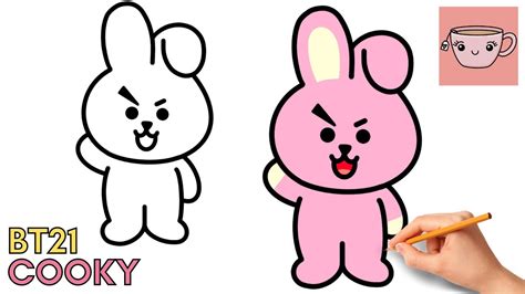 Comment dessiner BT21 Cooky | BTS Jungkook | Kawaii mignon | Tutoriel de dessin étape par étape ...