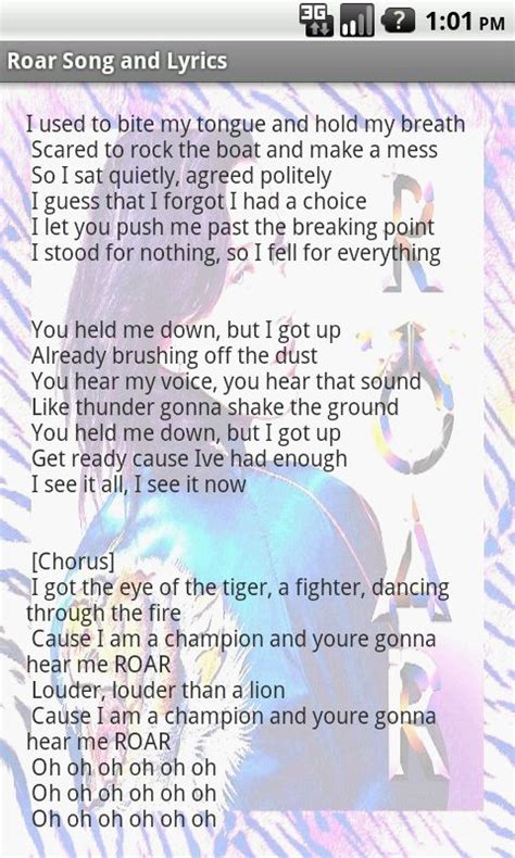 katy perry roar lyrics full song - Google Search | Emotional songs, Inspirational songs, Song ...