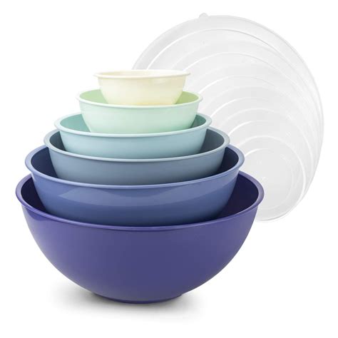 Cook with Color Plastic Mixing Bowls with Lids, 6 Prep Bowls and 6 Lids - Blue Ombre - Walmart.com